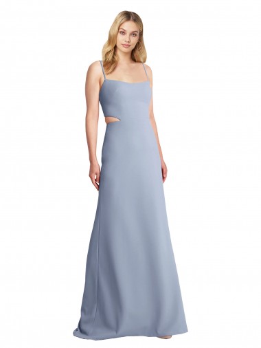 Discount Feminine Scoop Neckline Long Crepe Slip Bridesmaid Dress 