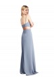 Feminine Scoop Neckline Long Crepe Slip Bridesmaid Dress 
