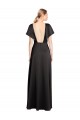 Cap Sleeves Open Back Long Stretch Satin Bridesmaid Dress