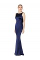 Sheath High Neck Stretch Satin Bridesmaid Dress Low Back