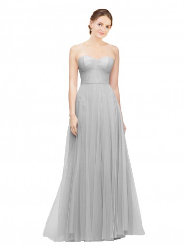 Discount Long Twisted Sweetheart Neckline Tulle Bridesmaid Dress