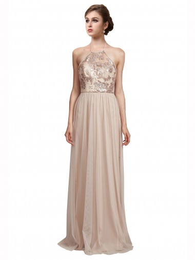 Discount Sweetheart Tulle Bridesmaid Dress with High Neck Illusion Bodice