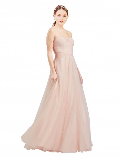 Discount Floor Length Sweetheart Tulle Bridesmaid Dress with Open Back