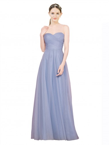 Discount Strapless Sweetheart A-Line Tulle Bridesmaid Dress with Low Back
