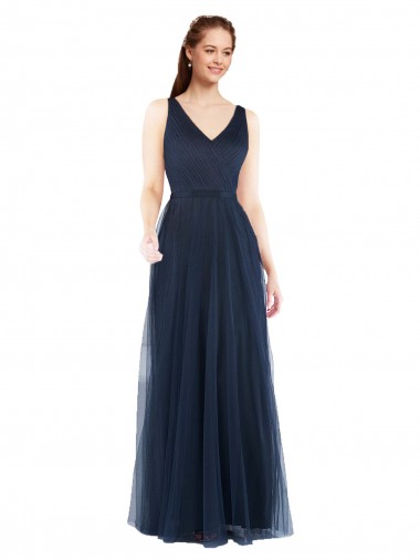 Discount V-Neck Soft and Simple Tulle Bridesmaid Dress