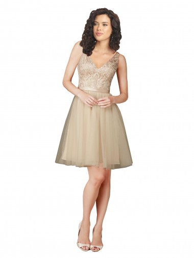 Discount Tulle Bridesmaid Dress with Embroidery and Beading