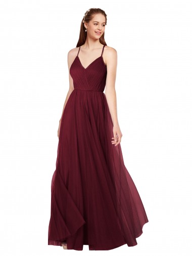 Discount Beach-inspired Sweetheart Tulle Long Bridesmaid Dress