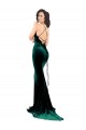 High Neck Stretch Velvet Bridesmaid Dress with Black Lace Embroidery