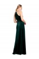 Long Jewel Neck Full Length Velvet Bridesmaid Dress with Side Slit