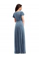 Flutter Sleeve Velvet Wrap Maxi Bridesmaid Dress with Pockets