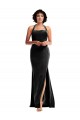 Stretch Velvet Empire Bridesmaid Dress with Halter Strap