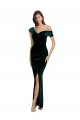 Long Asymmetric Neckline Ruched Velvet Bridesmaid Dress