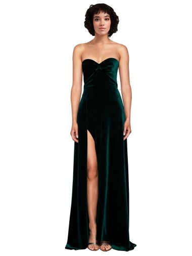 Discount Sweetheart Fluid Velvet Bridesmaid Dress with High Split